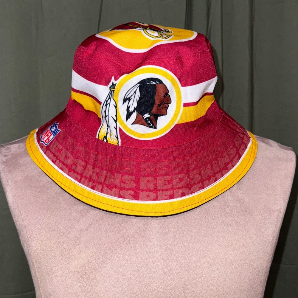 Red and Yellow Redskins Bucket Hat with Logo